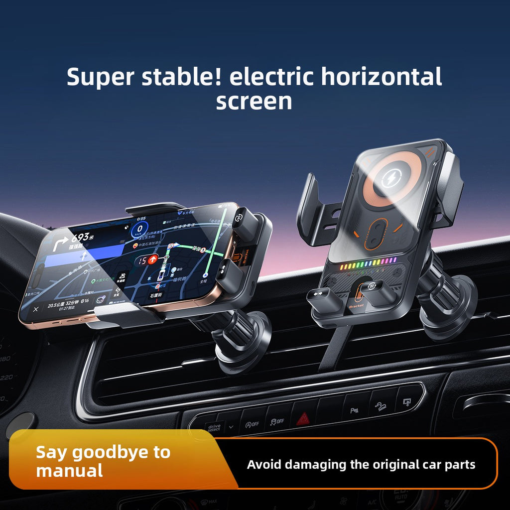 Fully automatic air outlet car bracket 360� Rotation - Provides full horizontal and vertical screen adjustment for optimal viewing.
Infrared Sensor - Automatically clamps and releases phones with smart detection