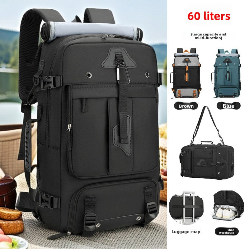 Super Large Capacity Backpack Large Capacity: 56-75L expandable storage for extended trips and outdoor adventures
Multi-functional Design: Features waterproof, breathable, and lightweight construction with dry-wet separation compartments