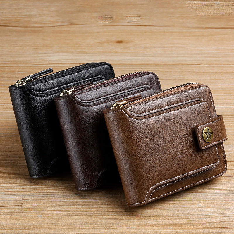 Portamonete da uomo Portafoglio antifurto Portafoglio in pelle da uomo Porta biglietti da visita con cerniera Porta soldi Portafoglio da uomo
 Mens Wallet