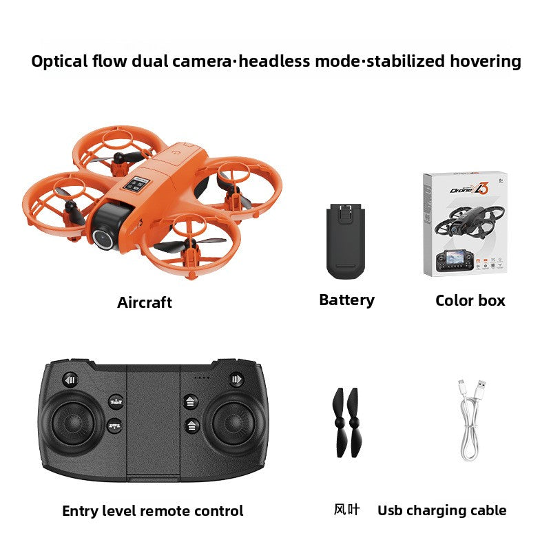 Mini Quadcopter with HD Dual Camera and Optical Flow Positioning Captures clear aerial photos and videos with dual cameras.
Optical Flow Positioning: Ensures stable hovering and precise flight control