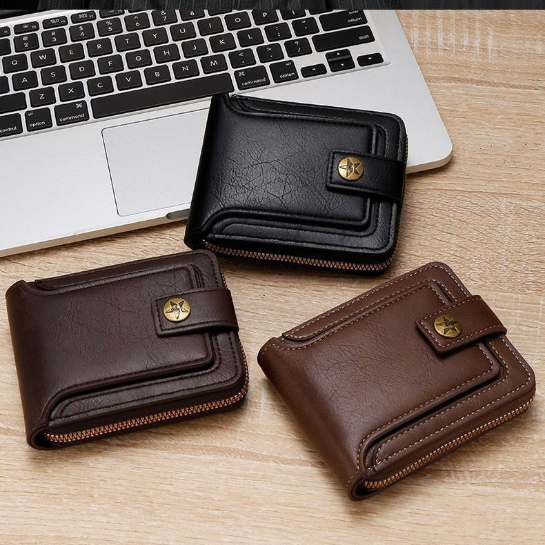 Portamonete da uomo Portafoglio antifurto Portafoglio in pelle da uomo Porta biglietti da visita con cerniera Porta soldi Portafoglio da uomo
 Mens Wallet