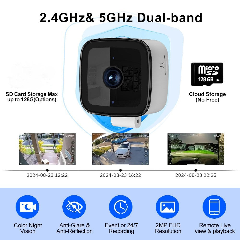 WiFi HD Night Vision Card Security Camera with Voice Intercom  1080p high-definition video with night vision capability for clear monitoring in low light.