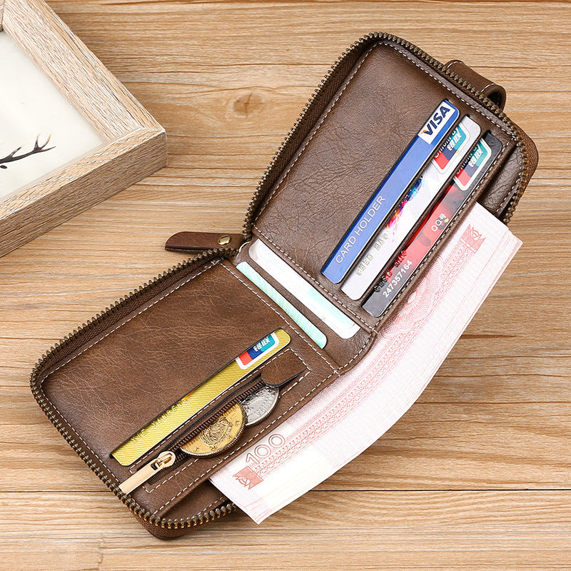 Portamonete da uomo Portafoglio antifurto Portafoglio in pelle da uomo Porta biglietti da visita con cerniera Porta soldi Portafoglio da uomo
 Mens Wallet