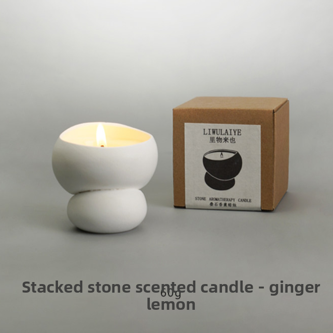 Stacked Stone Creative Indoor Scented Candles Creative stone-shaped design with natural aesthetic appeal
Lemon ginger fragrance providing soothing and calming effects