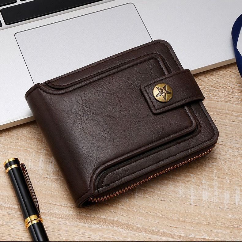 Portamonete da uomo Portafoglio antifurto Portafoglio in pelle da uomo Porta biglietti da visita con cerniera Porta soldi Portafoglio da uomo
 Mens Wallet