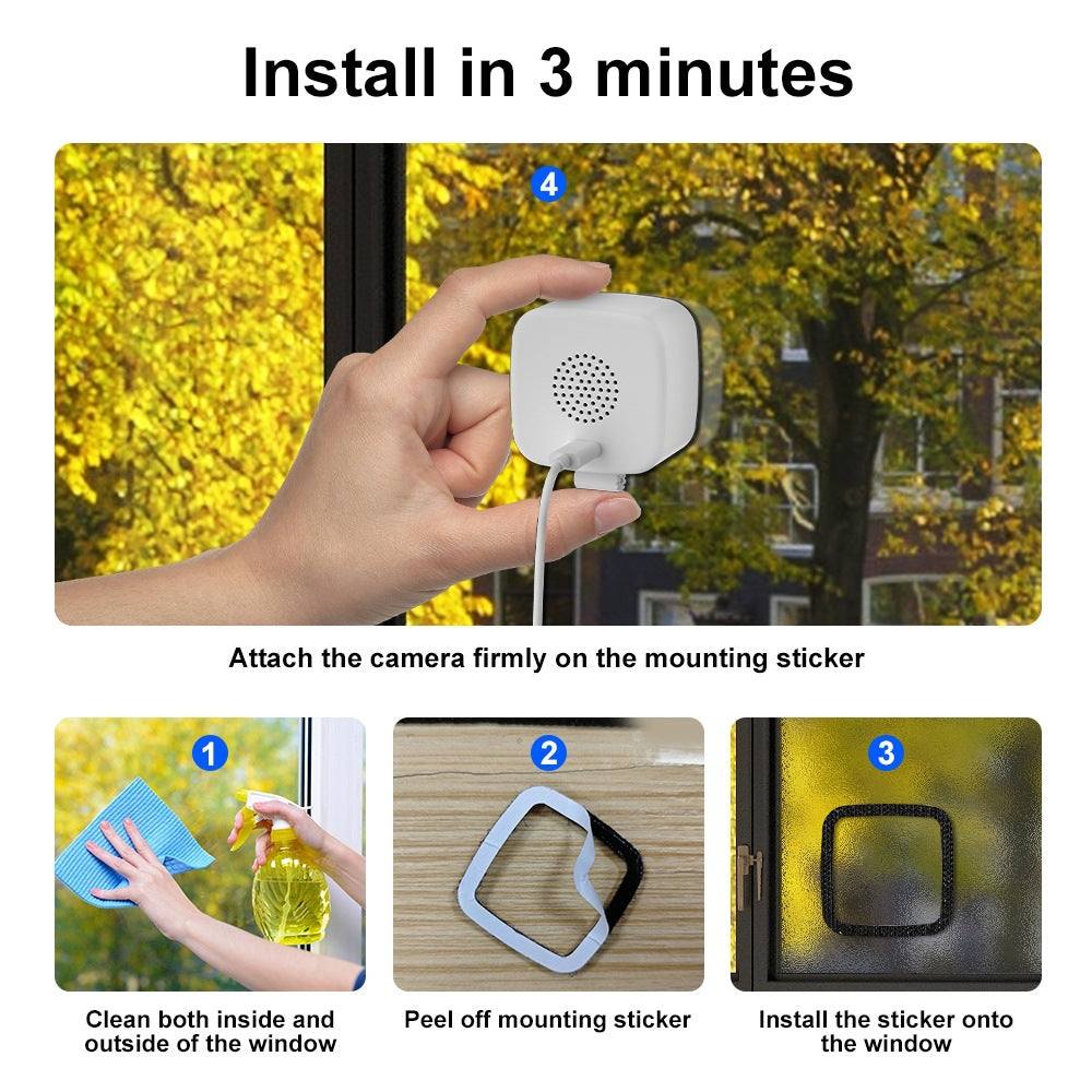 WiFi HD Night Vision Card Security Camera with Voice Intercom  1080p high-definition video with night vision capability for clear monitoring in low light.