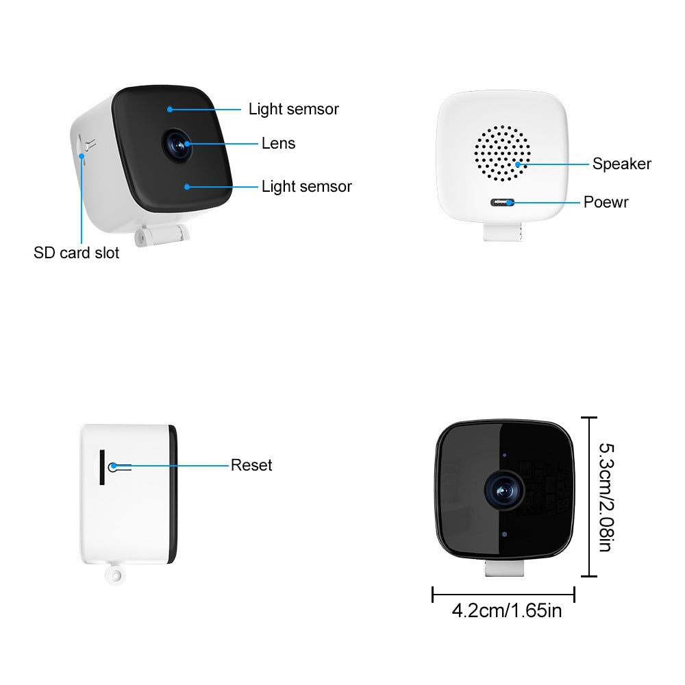 WiFi HD Night Vision Card Security Camera with Voice Intercom  1080p high-definition video with night vision capability for clear monitoring in low light.