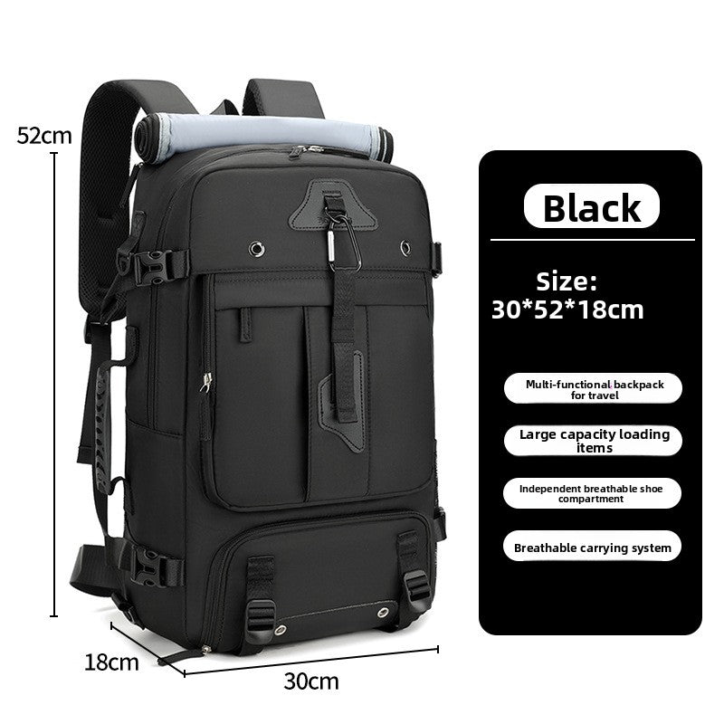 Super Large Capacity Backpack Large Capacity: 56-75L expandable storage for extended trips and outdoor adventures
Multi-functional Design: Features waterproof, breathable, and lightweight construction with dry-wet separation compartments